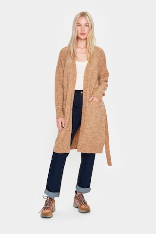 SAINT TROPEZ Knit cardigan 'Pavla' in Brown