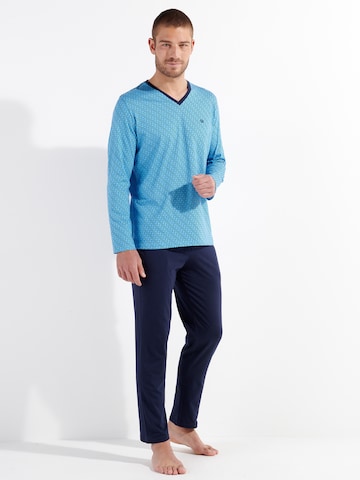 HOM Long Pajamas ' Cameron ' in Blue: front