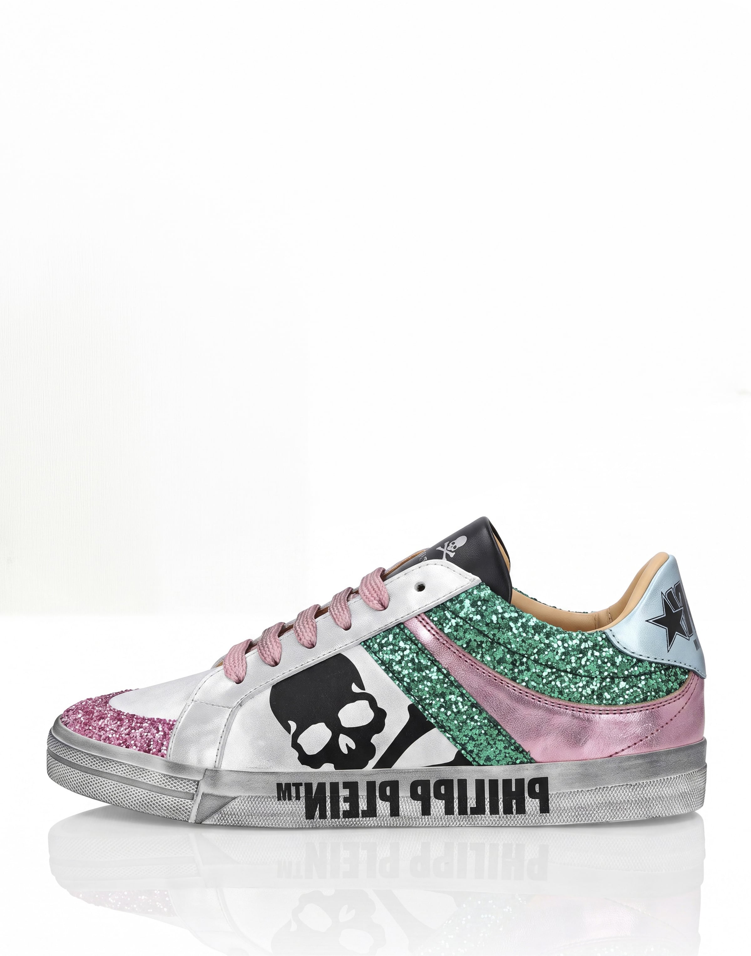 Philipp Plein Zapatillas deportivas bajas 'Skull' en 35 en esmeralda / rosa / plata, Vista del producto