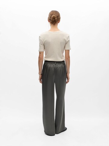 OBJECT Wide leg Pleat-front trousers 'OBJChilli' in Grey