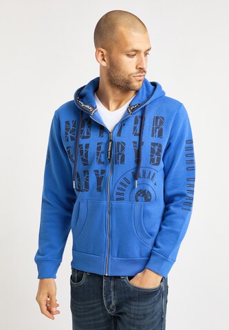 BRUNO BANANI Sweatvest 'Burns' in Blauw: voorkant