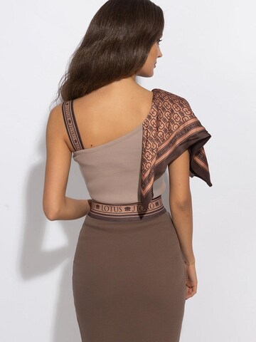 JIORO Scarf 'MOUSSE LOGO' in Brown