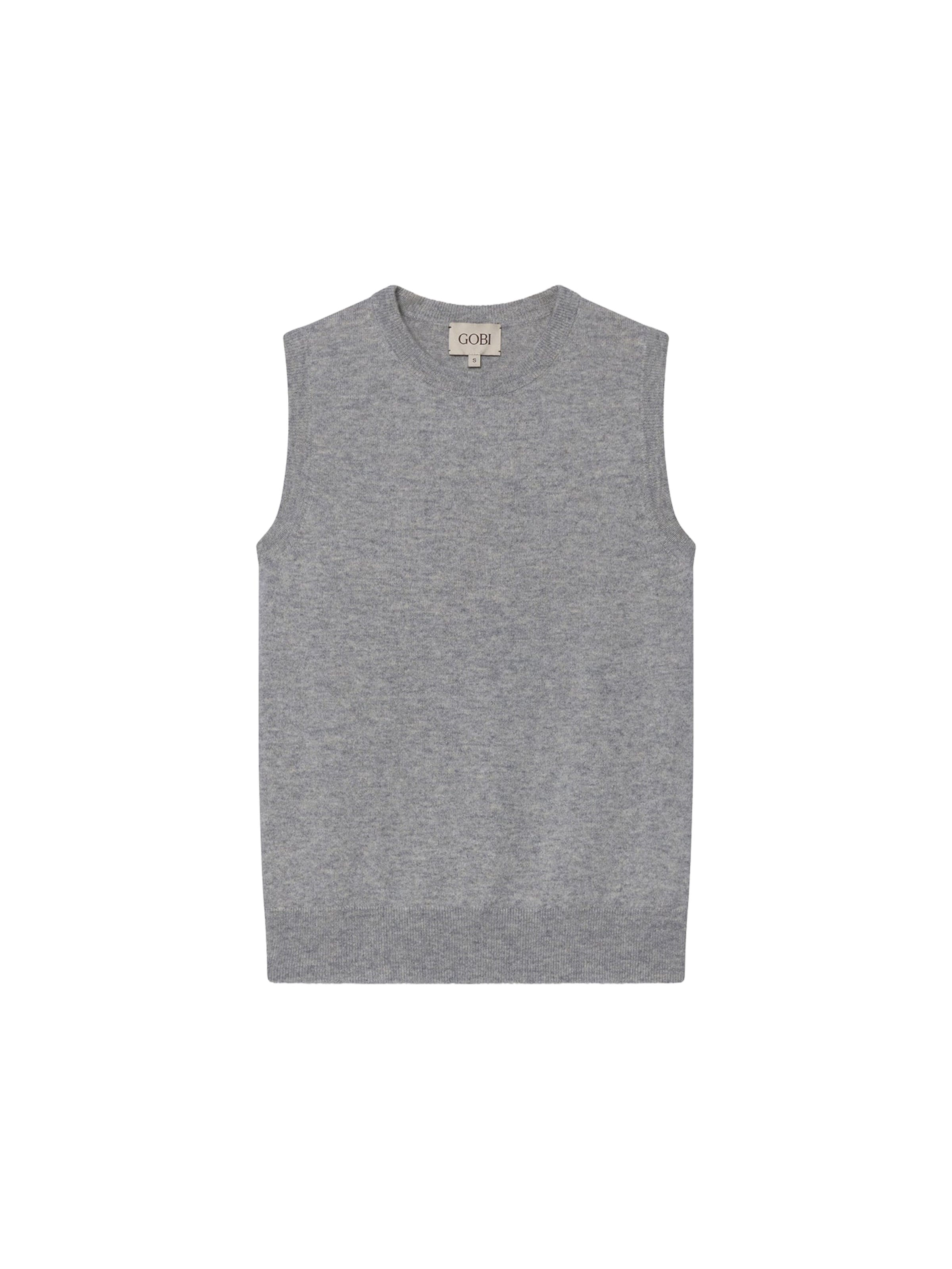 GOBI Cashmere Stickad väst 'Women's Timeless Cashmere Crewneck Vest' i grå: framsida