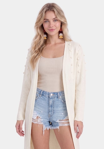 IZIA Knit cardigan in White: front