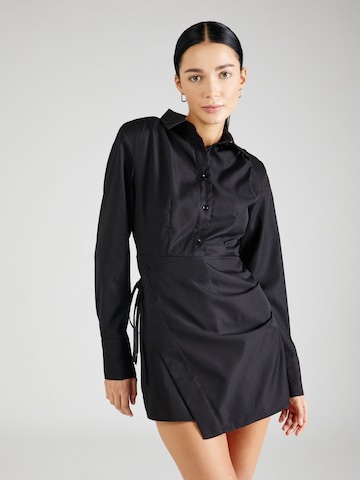 Misspap Shirt Dress in Black: front