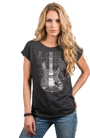 MAKAYA Shirt 'Guitar BluePrint' in Grey: front