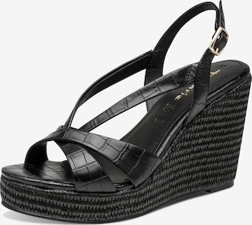 Sandales Tamaris en noir : devant