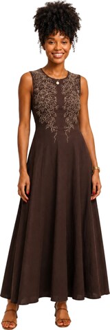 Robe 'Vestido Longo com Bordado Elegante' Fulgor en marron : devant