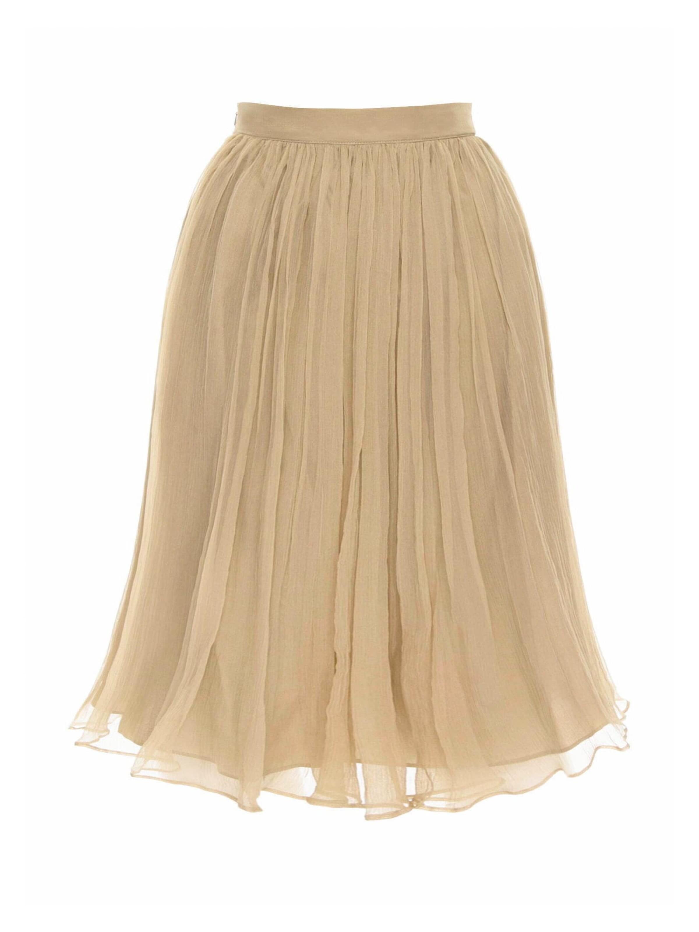 Jupe 'Gathered Silk Midi Skirt' AVENUE N°29 en beige : devant