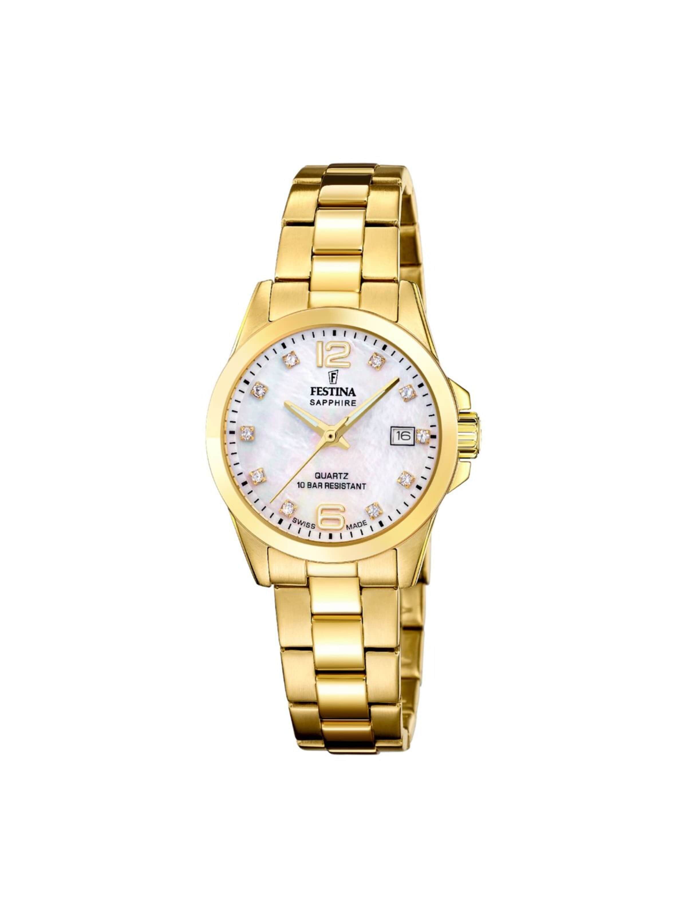 Montre à affichage analogique 'Festina - Watch Classiques Acier Swiss Made - Quartz watch movement - Watch case width: 29.5 mm' FESTINA en or : devant