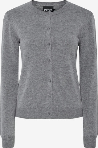 PIECES Strickjacke 'PCNora' in Grau: Vorderseite