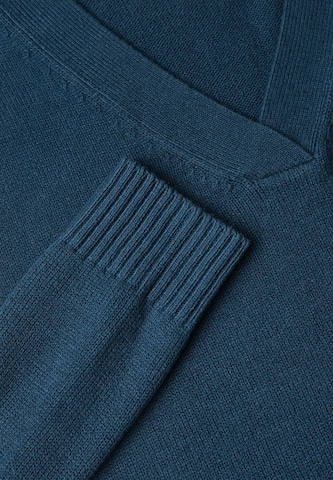STREET ONE Langarm Pullover mit V-Ausschnitt in Blau