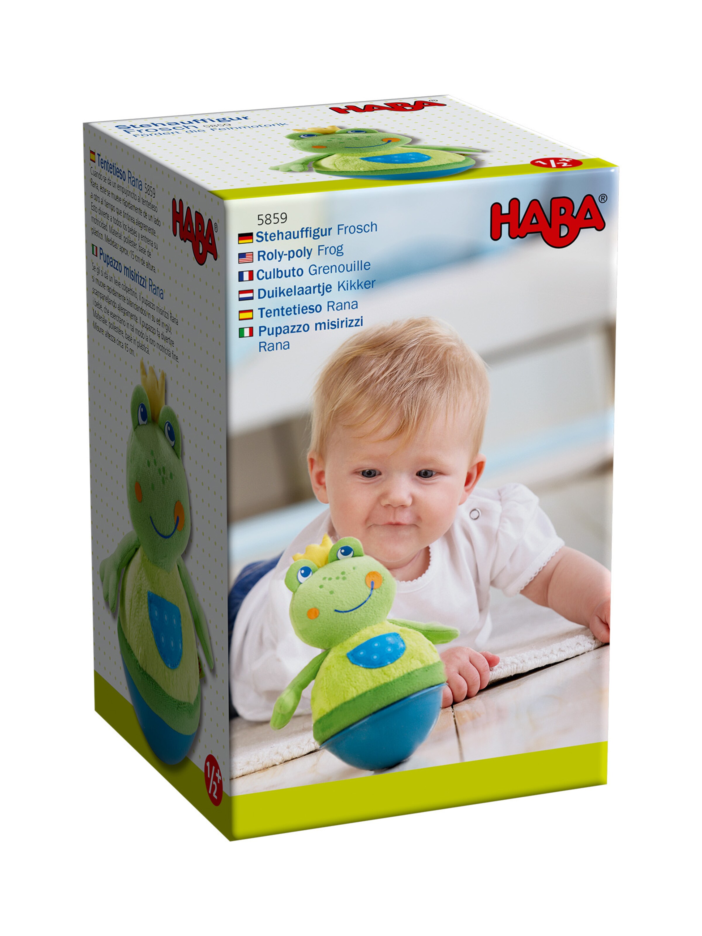 HABA Stoffpuppe ' Stehauffigur Frosch ' in Grün: Vorderseite