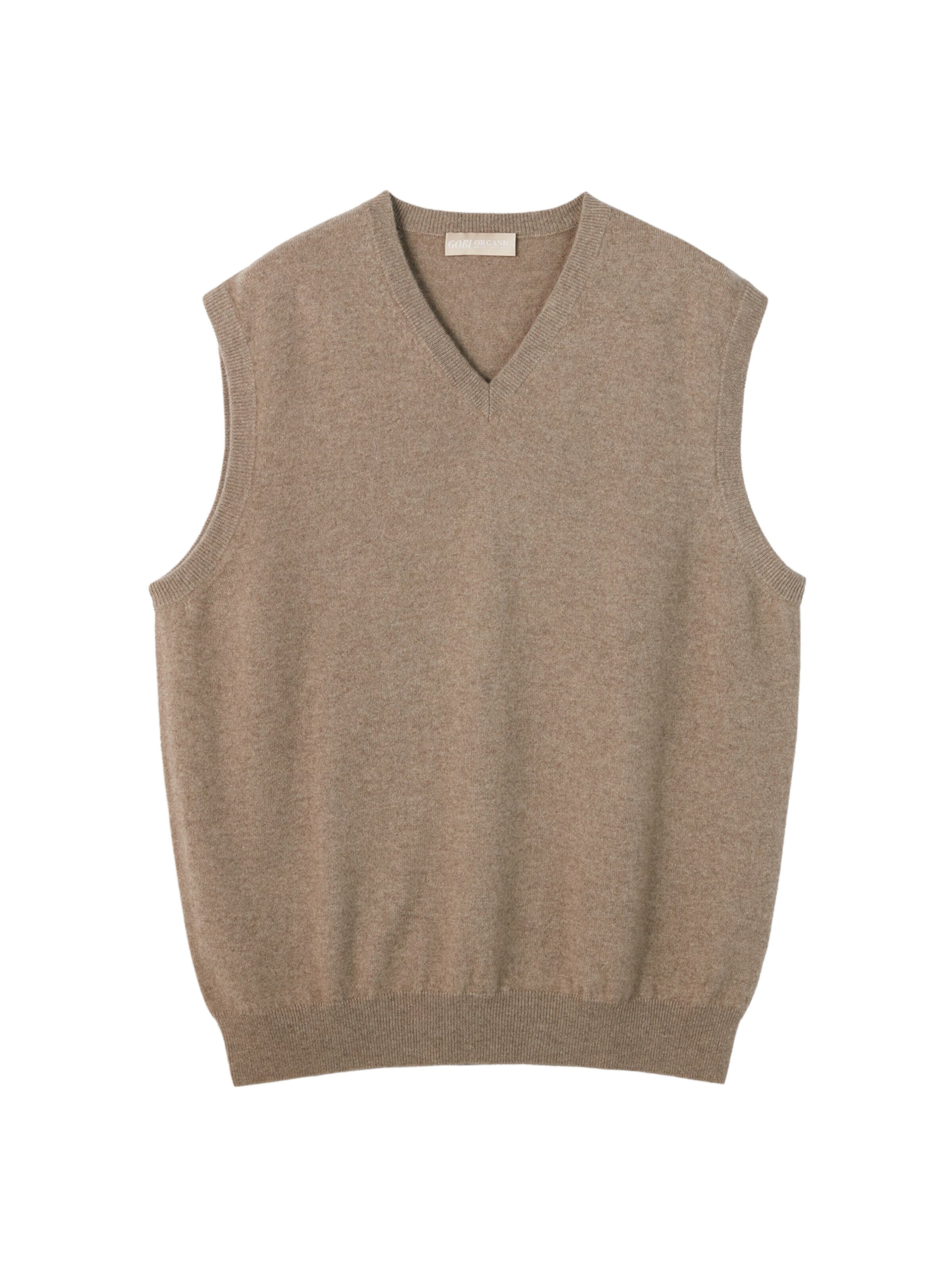 GOBI Cashmere Liivi 'Men's Essential V-Neck Cashmere Vest' värissä beige: etupuoli