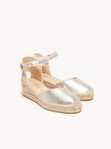 Alhamas - Sandalias con hebilla 'Alpargata Cuña 5 cm' en plata