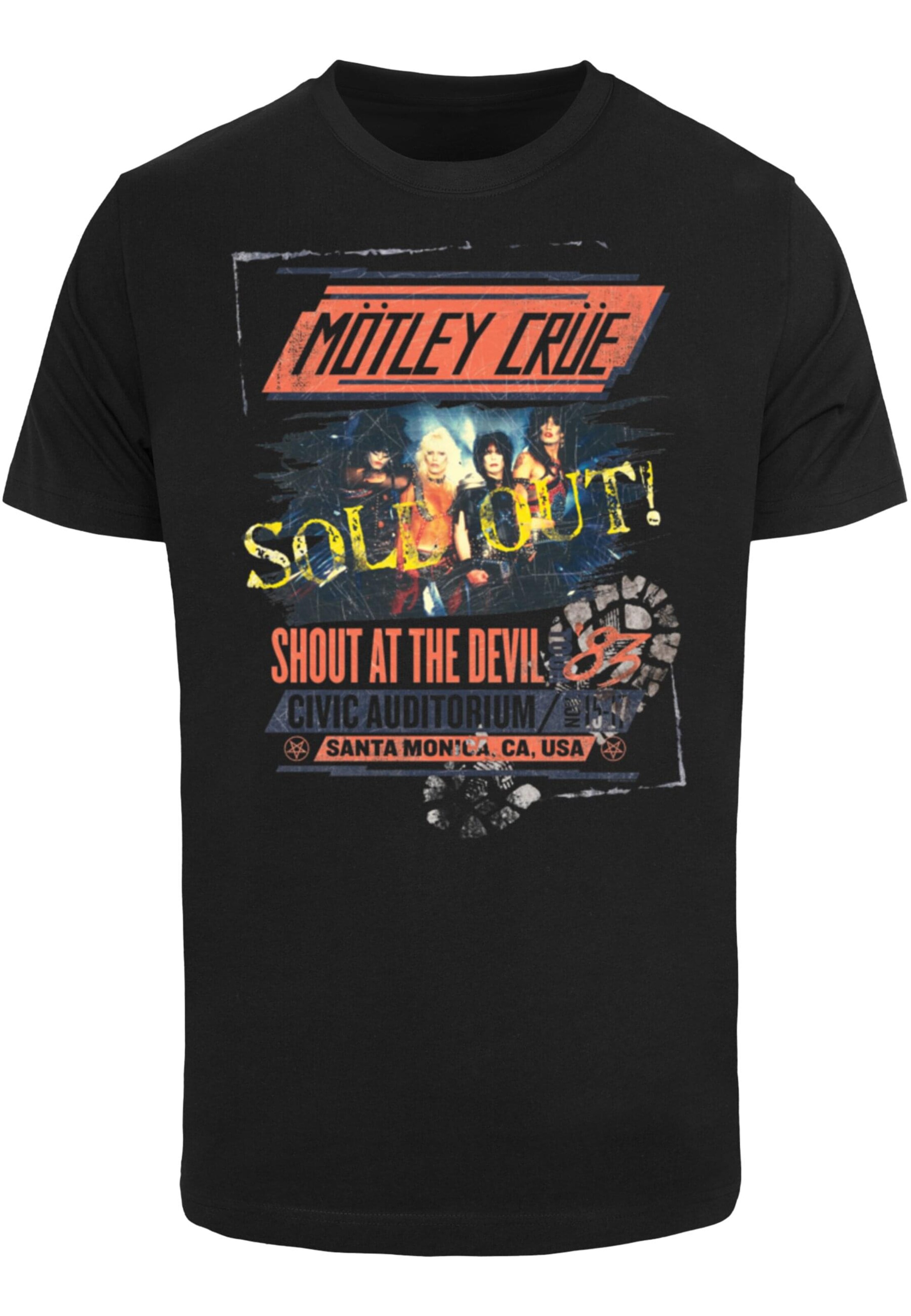 Merchcode Shirt 'Motley Crue - SATD Tour' in Zwart: voorkant