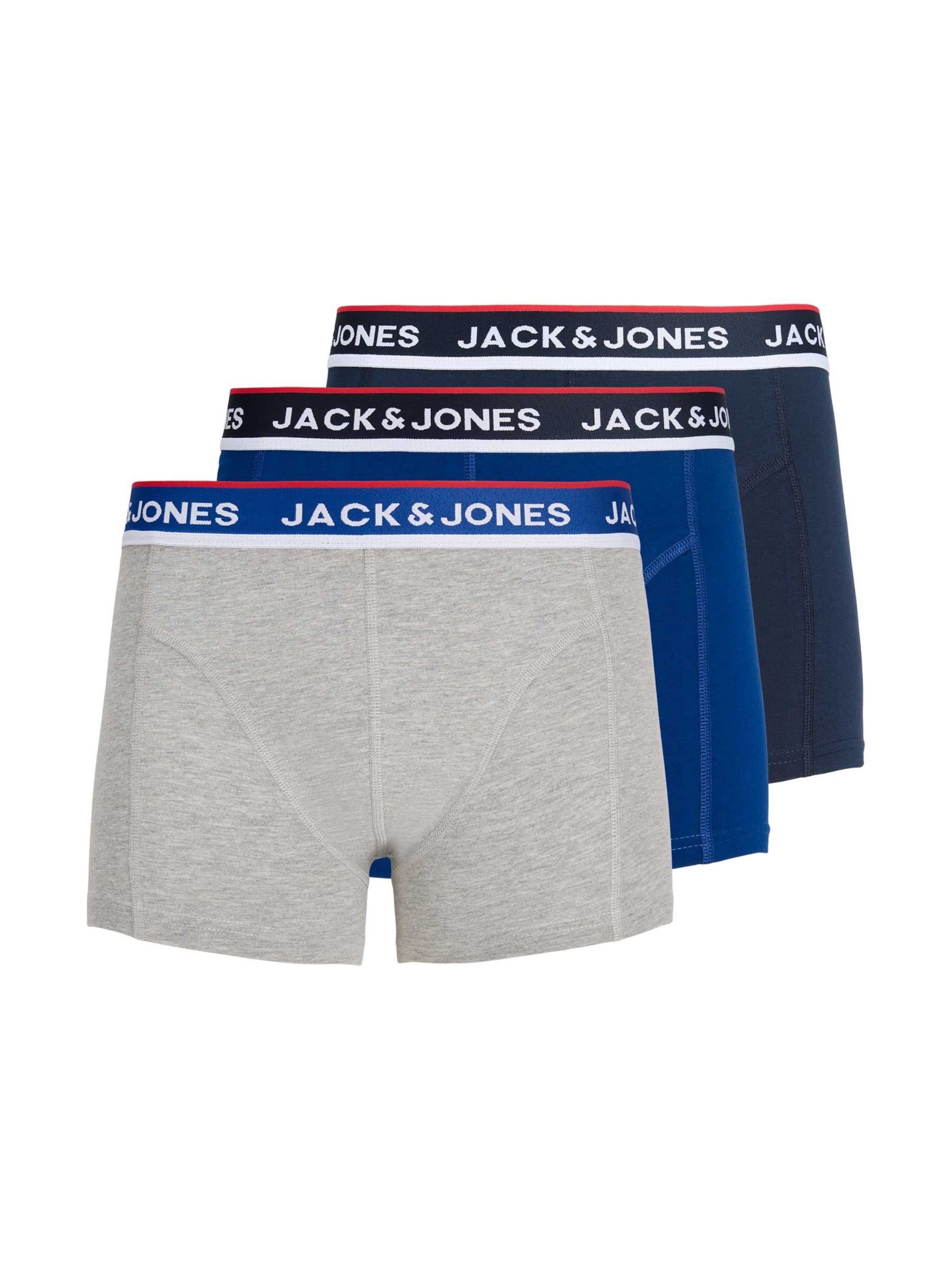 JACK & JONES Boxers en L en bleu marine / gris / vert / rouge sang / blanc, Vue avec produit
