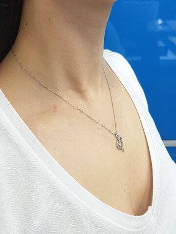 EinStein Diamant Pendant 'Halskette mit Anhänger Doppelherz und Diamant Brillant-Schliff in 14 Karat Weißgold' in White