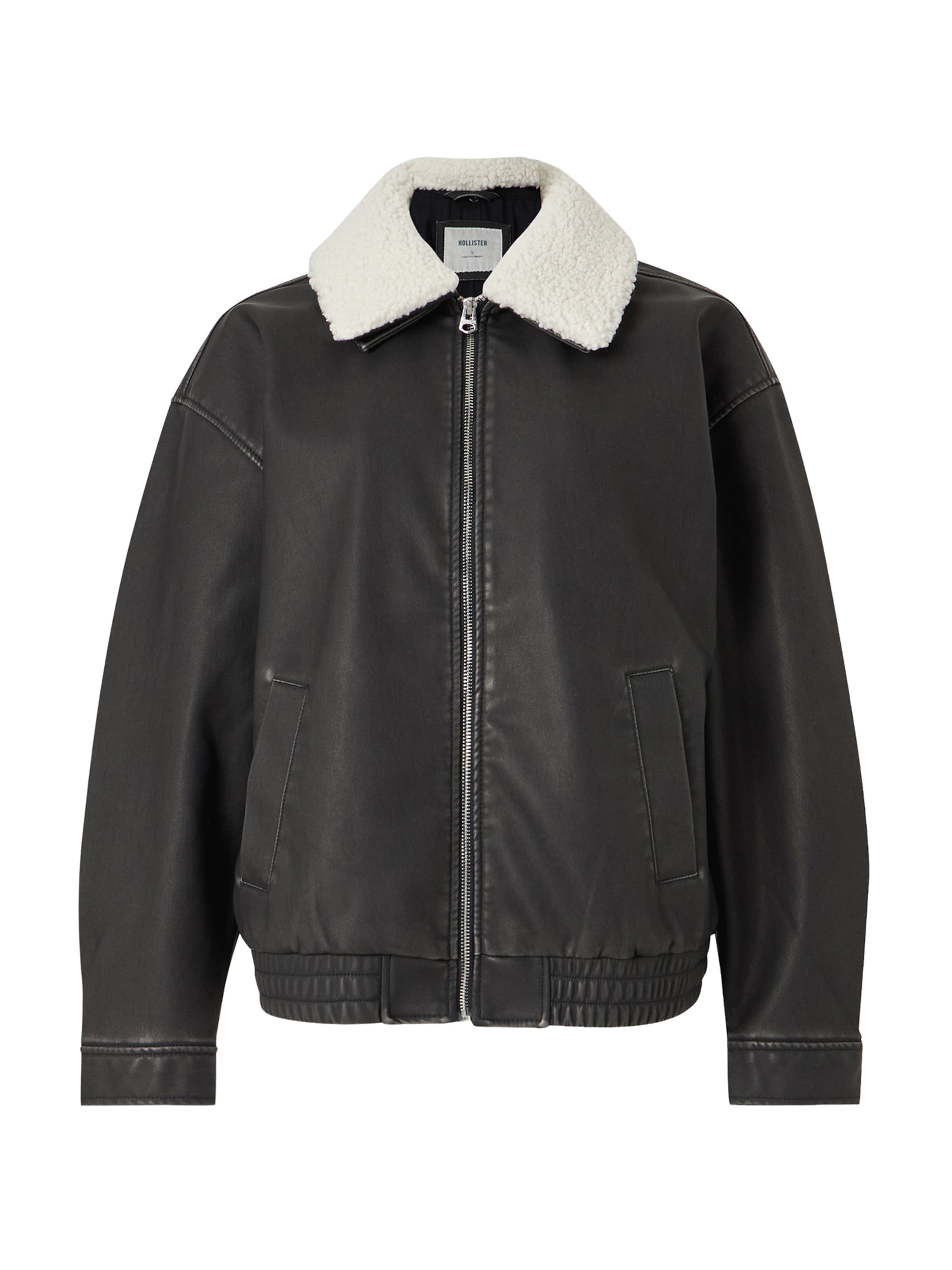 HOLLISTER Přechodná bunda – černá: přední strana