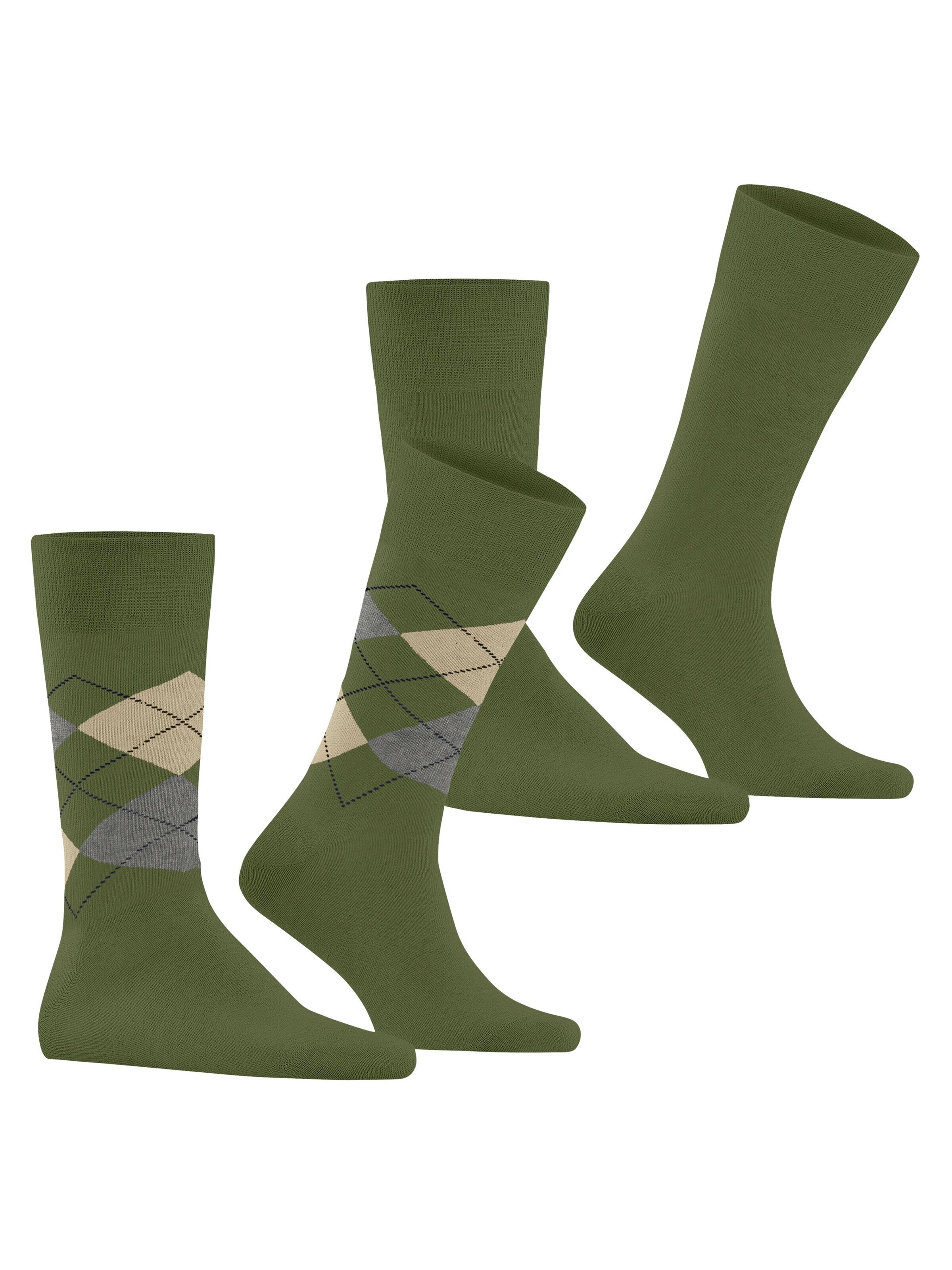 BURLINGTON Socks 'Everyday Argyle Mix 2-Pack' in Green