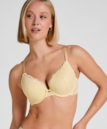 Hunkemöller Push-up BH 'Marine' in Gelb: Vorderseite