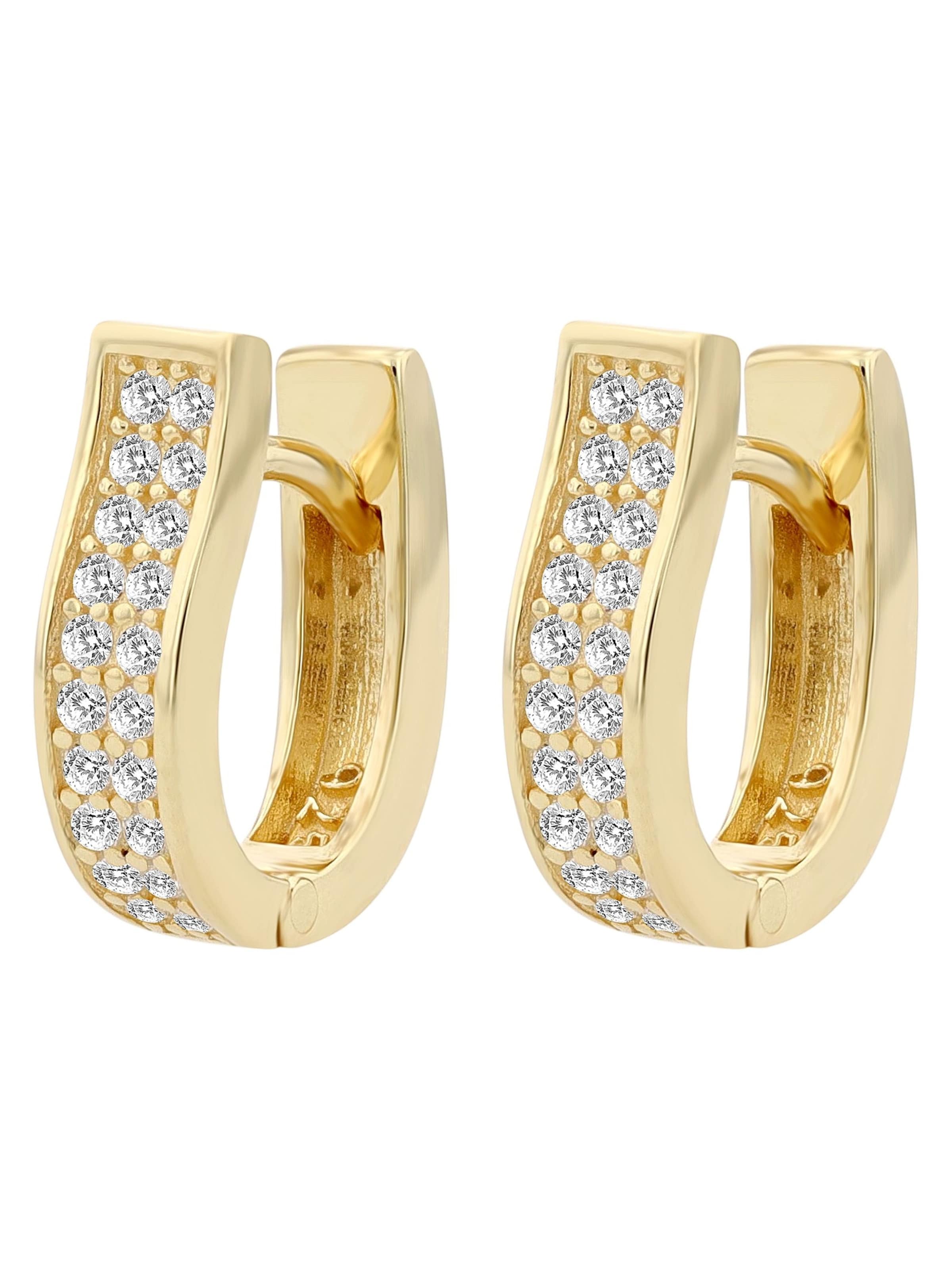 Akzent Earrings 'Yucca, 925 Sterlingsilber, langlebig' in Gold: front
