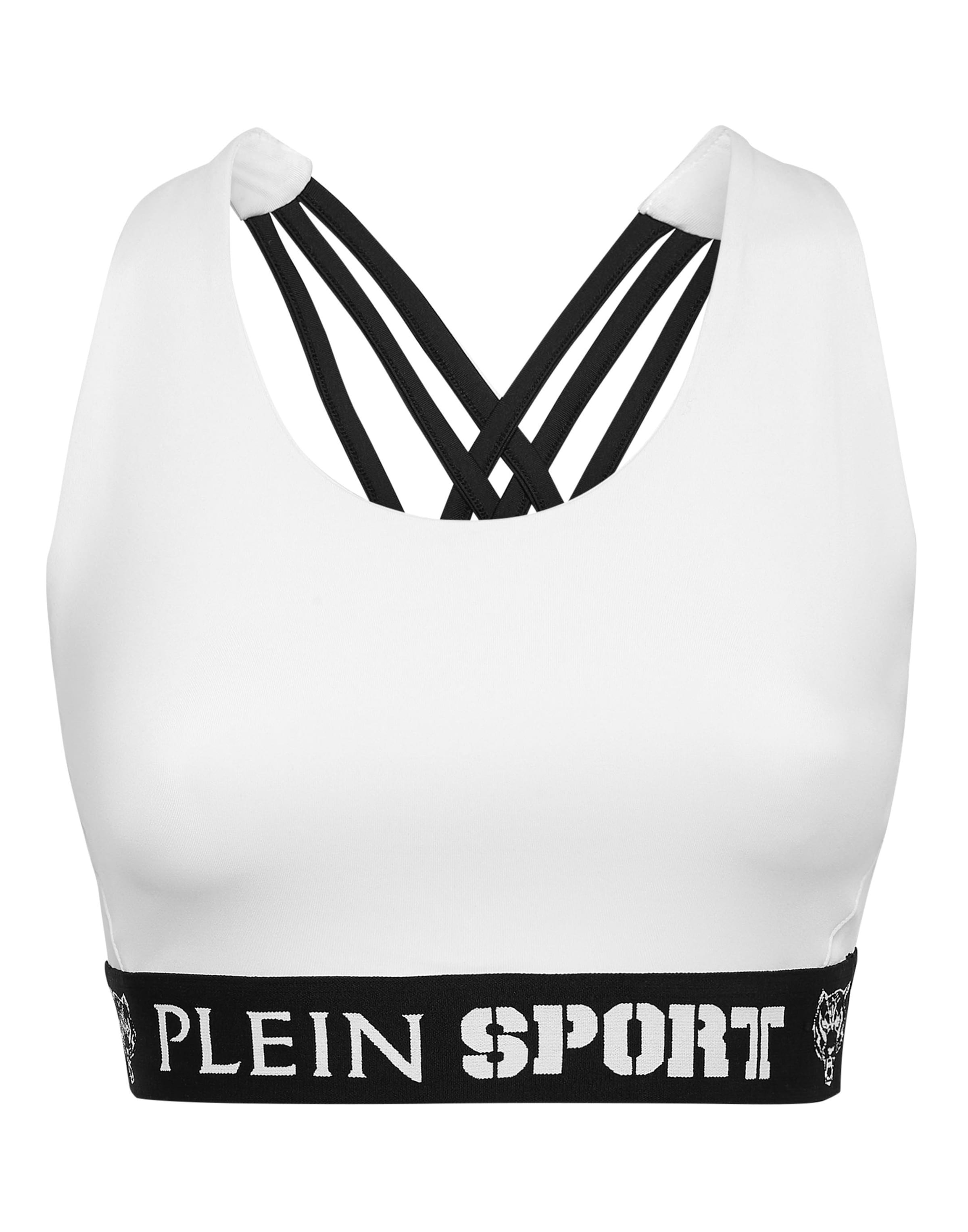 Plein Sport - Soutien Bustier Top desportivo em branco: frente