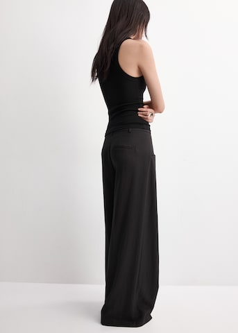 MANGO Wide leg Pleat-Front Pants 'ABEL' in Black