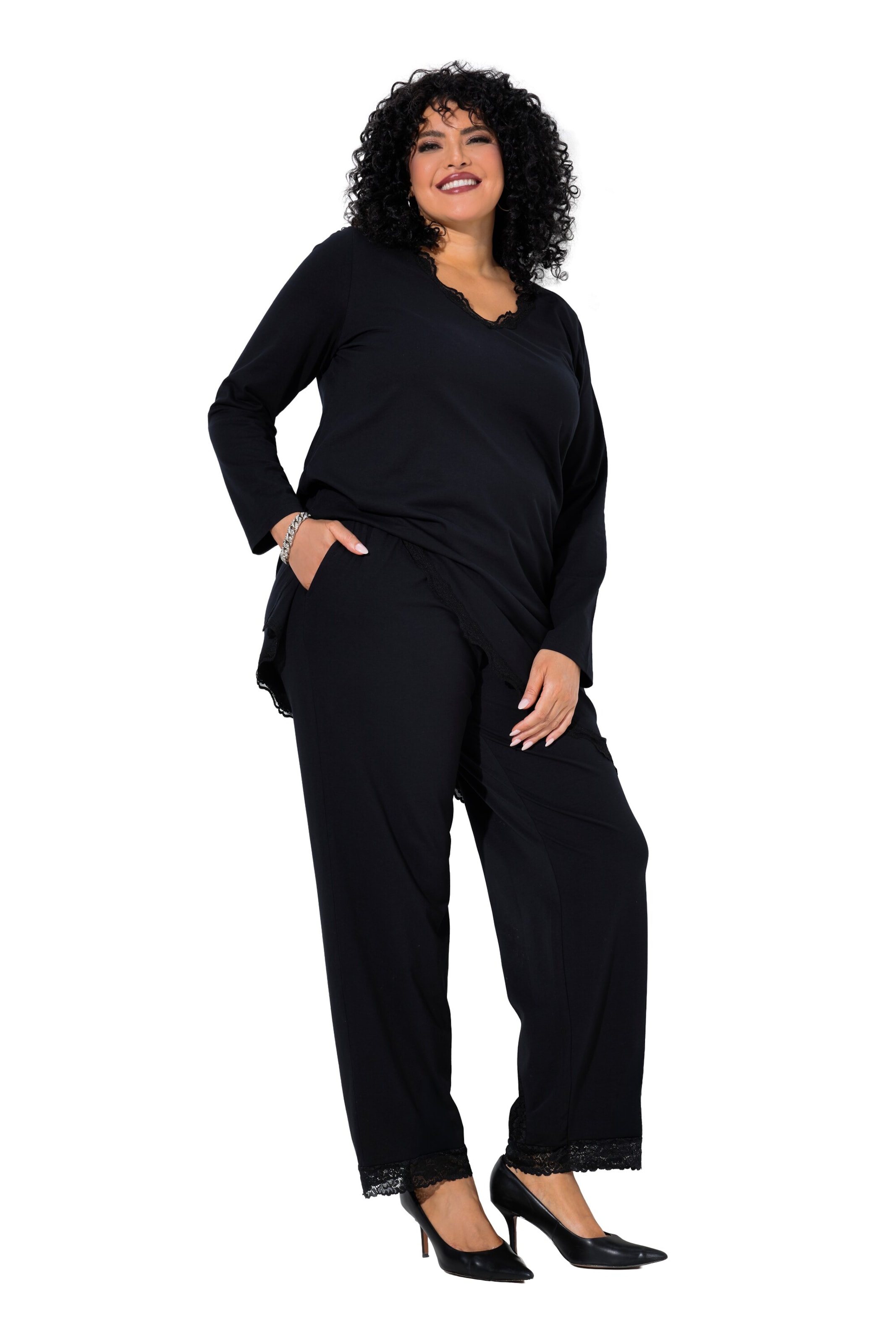Ulla Popken Regular Broek in Zwart