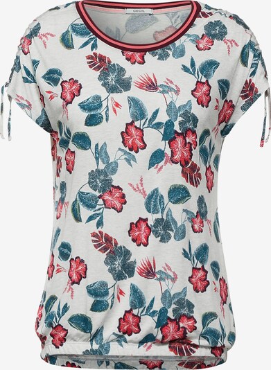 CECIL Shirts i grøn / rød / hvid, Produktvisning