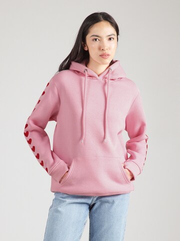 Zwillingsherz Sweatshirt 'Hearts & Love' i rosa: framsida