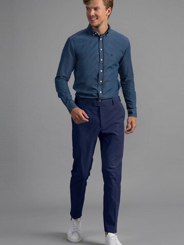 Laurent Vergne Slim fit Chino trousers 'Bruno Cotton Stretch Chino - Navy Blue' in Blue: front