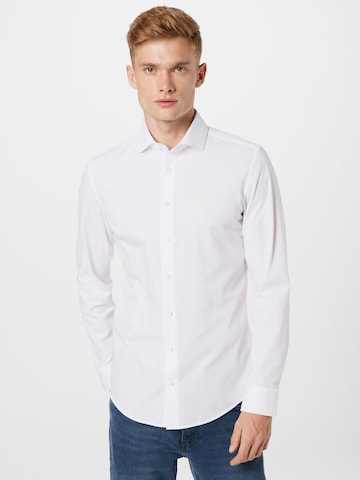 SEIDENSTICKER جينز ضيق الخصر والسيقان قميص لأوساط العمل بلون أبيض: الأمام