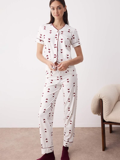 Trendyol Pyjama in rubinrot / weiß, Produktansicht