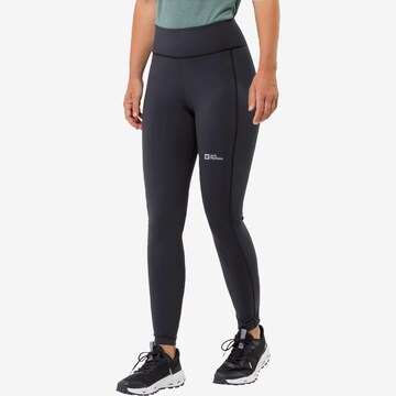 JACK WOLFSKIN Skinny Sportbroek 'KLINTAL' in Zwart: voorkant