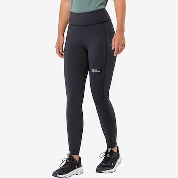 JACK WOLFSKIN Skinny Sportbroek 'KLINTAL' in Zwart: voorkant