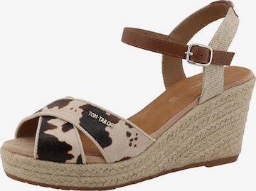 smėlio TOM TAILOR Basutės su dirželiais: priekis