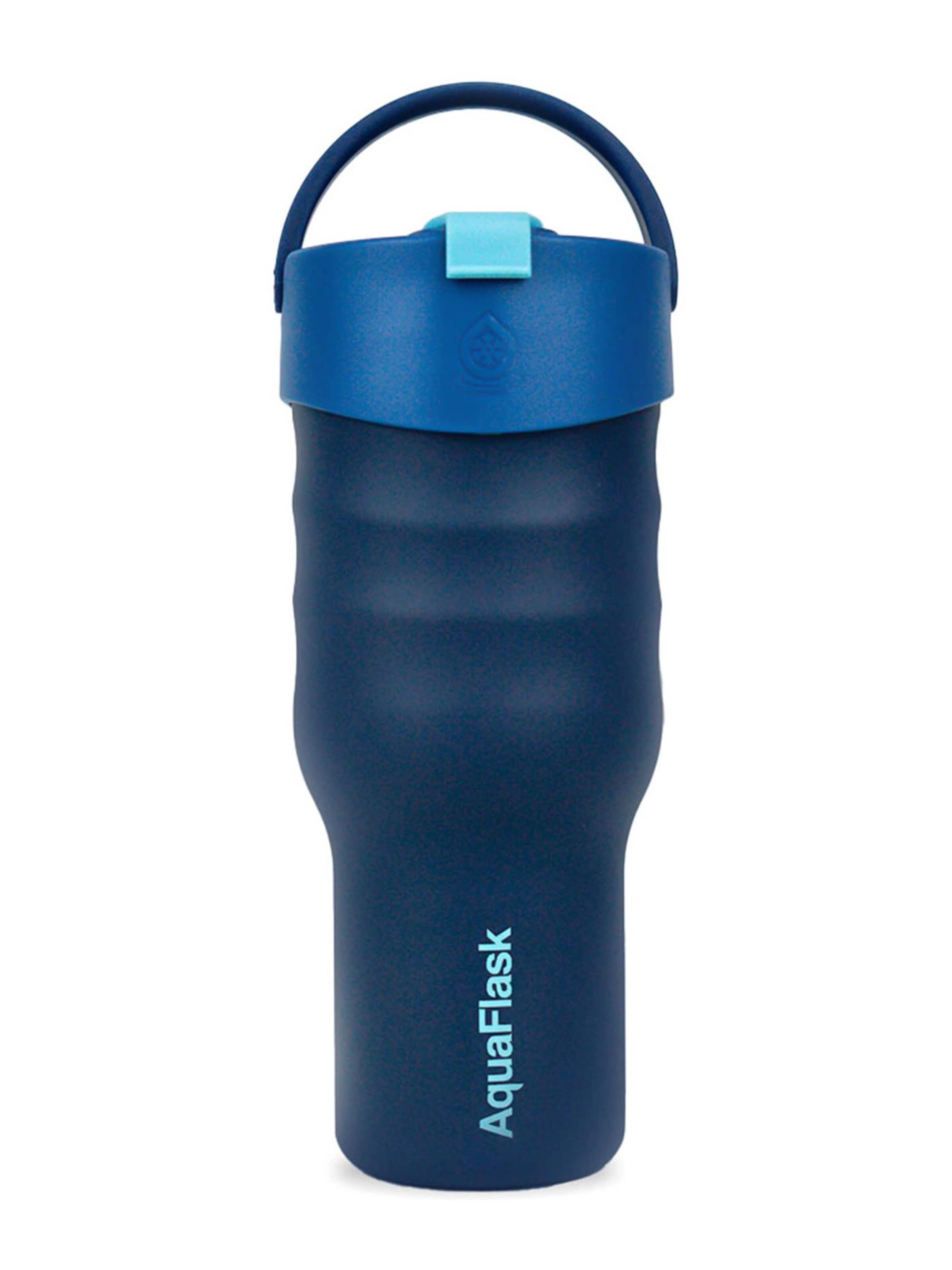 AquaFlask Láhev na vodu 'AquaFlask Termoláhev TUMBLER 887 ml' – modrá: přední strana