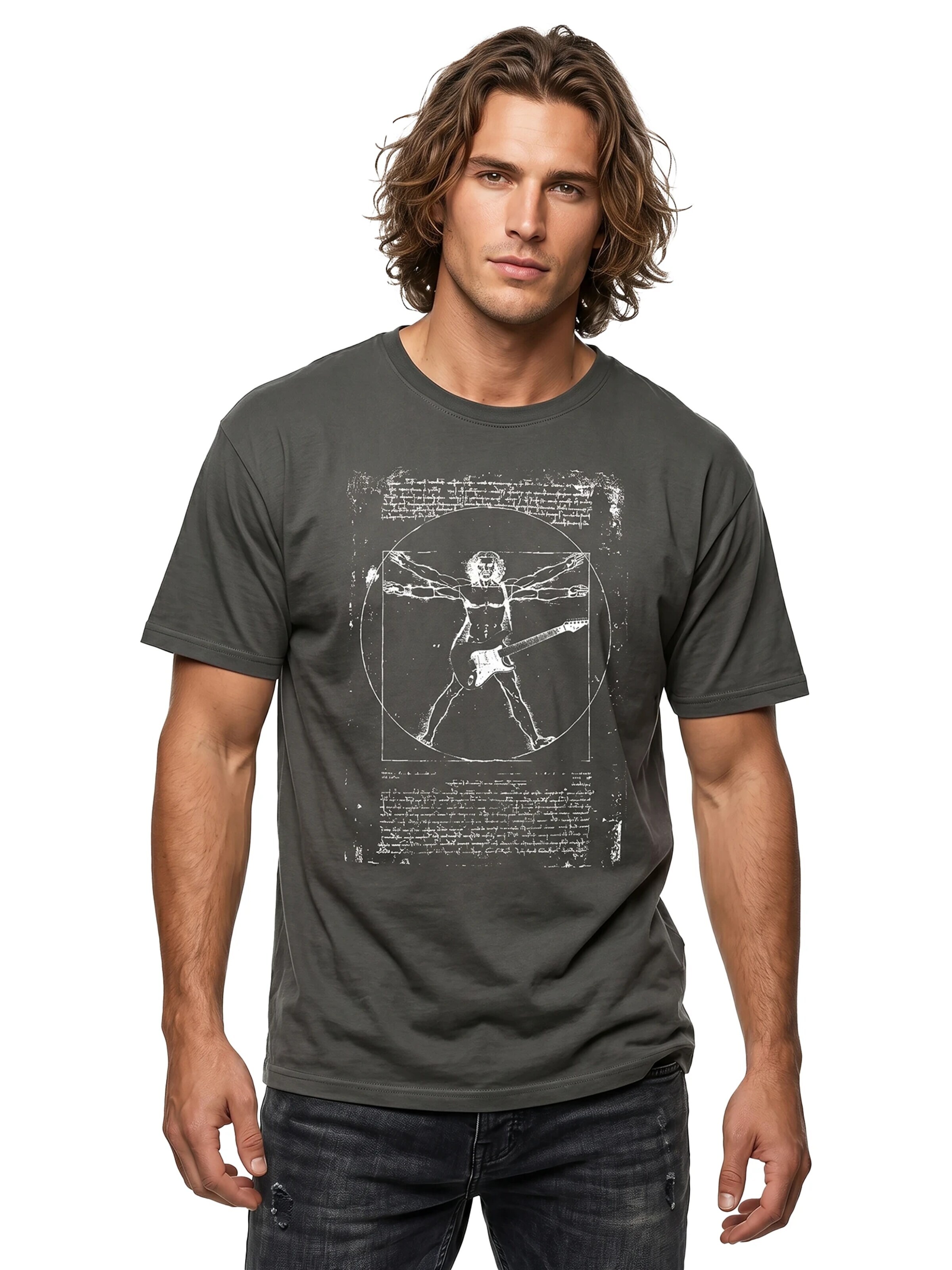 MAKAYA Shirt 'Da Vinci Rock' in Grey