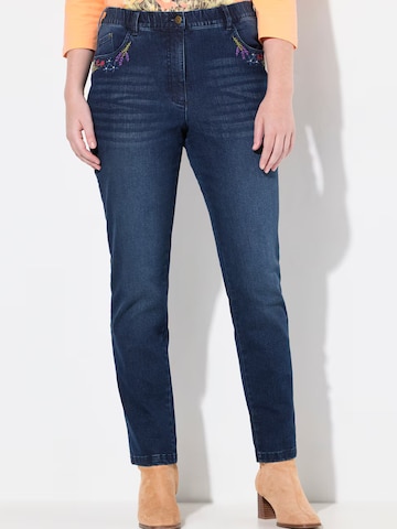 Coupe slim Jean Ulla Popken en bleu : devant