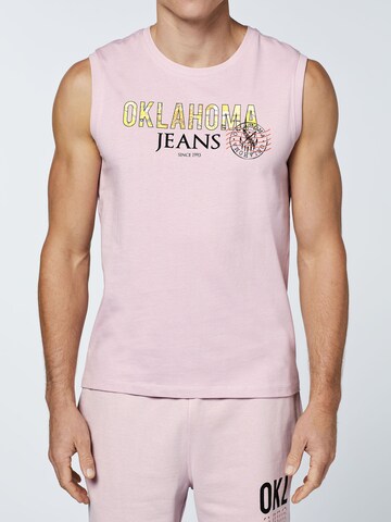 Oklahoma Jeans Shirt ' mit Label-Print ' in Pink