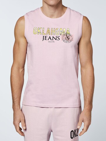 Oklahoma Jeans Tanktop ' mit Label-Print ' in Pink