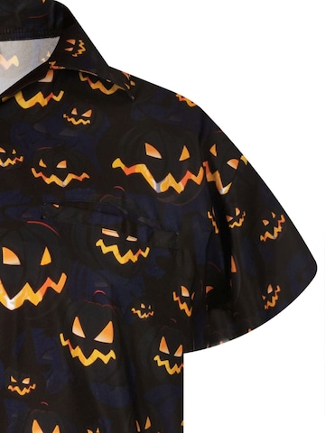 King Kameha Shirt 'Helloween Pumpkin Allover' in Schwarz