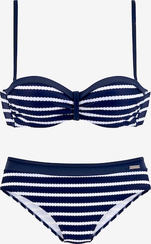 LASCANA Bandeau Bikiny – modrá: přední strana