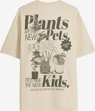 Bershka T-Shirt in Beige