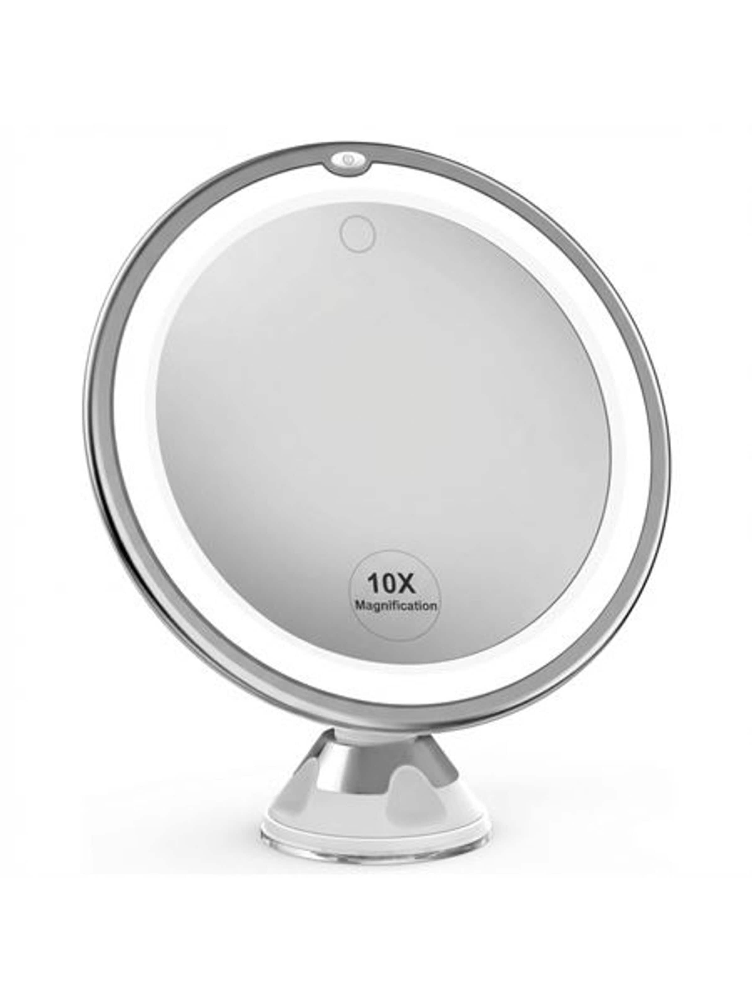 Boîte à bijoux 'PRO BEAUTY Badeværelsesspejl med LED-lys og sugekop – 10x forstørrelse, Ø17 cm, hvid' UNIQ Beauty en blanc : devant