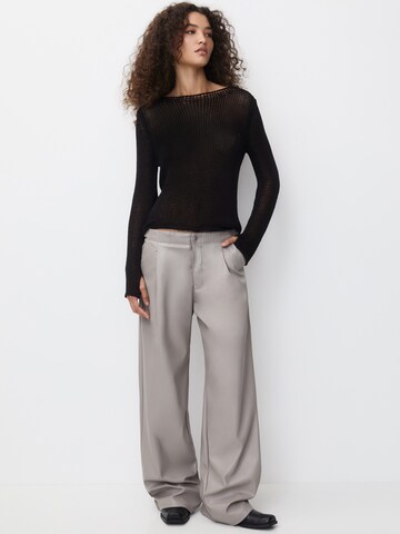 Pull&Bear Wide leg Pleat-Front Pants in Purple