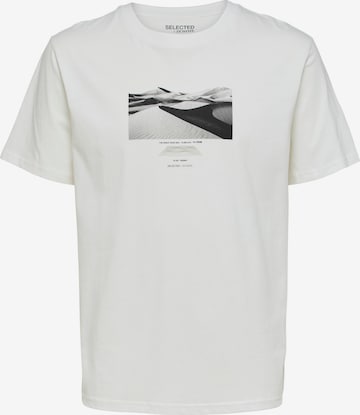 T-Shirt SELECTED HOMME en blanc : devant