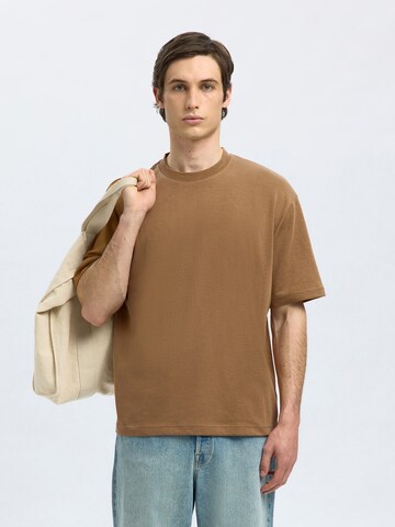 SELECTED HOMME Футболка 'SLHOSCAR' в Коричневый: спереди