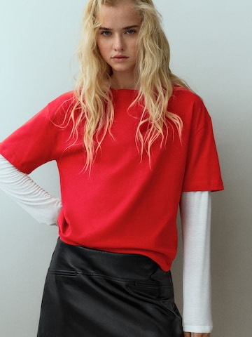 T-shirt Pull&Bear en rouge : devant